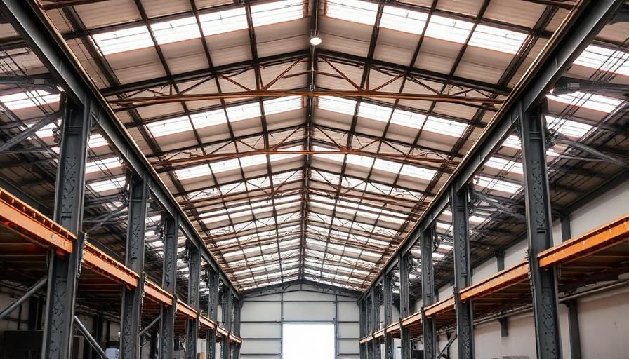 Iluminação LED eficiente no interior de um armazém industrial
