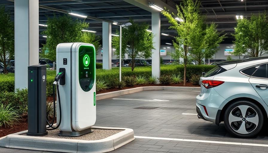 Posto de carregamento de veículo elétrico num parque empresarial