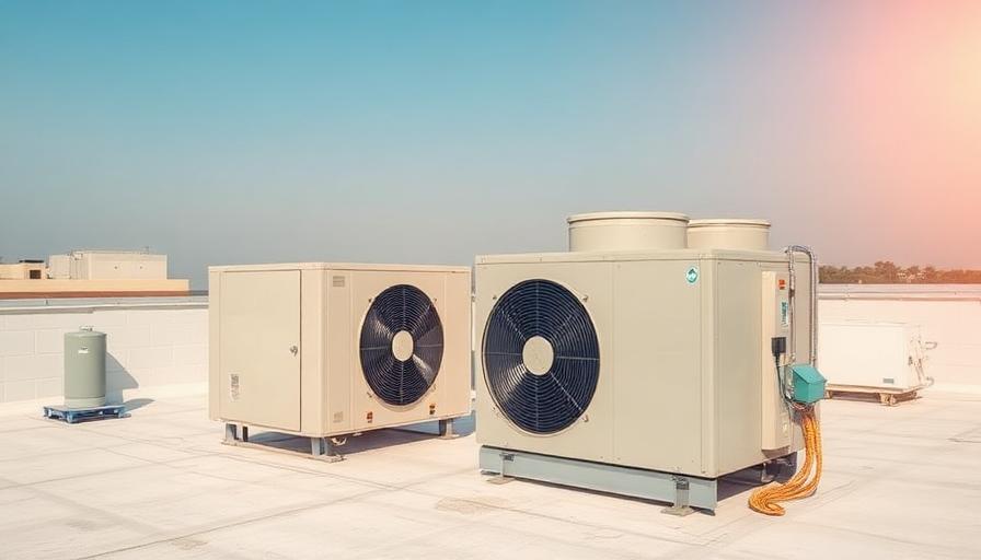 Bombas de calor e sistema de energia térmica na cobertura de uma instalação
